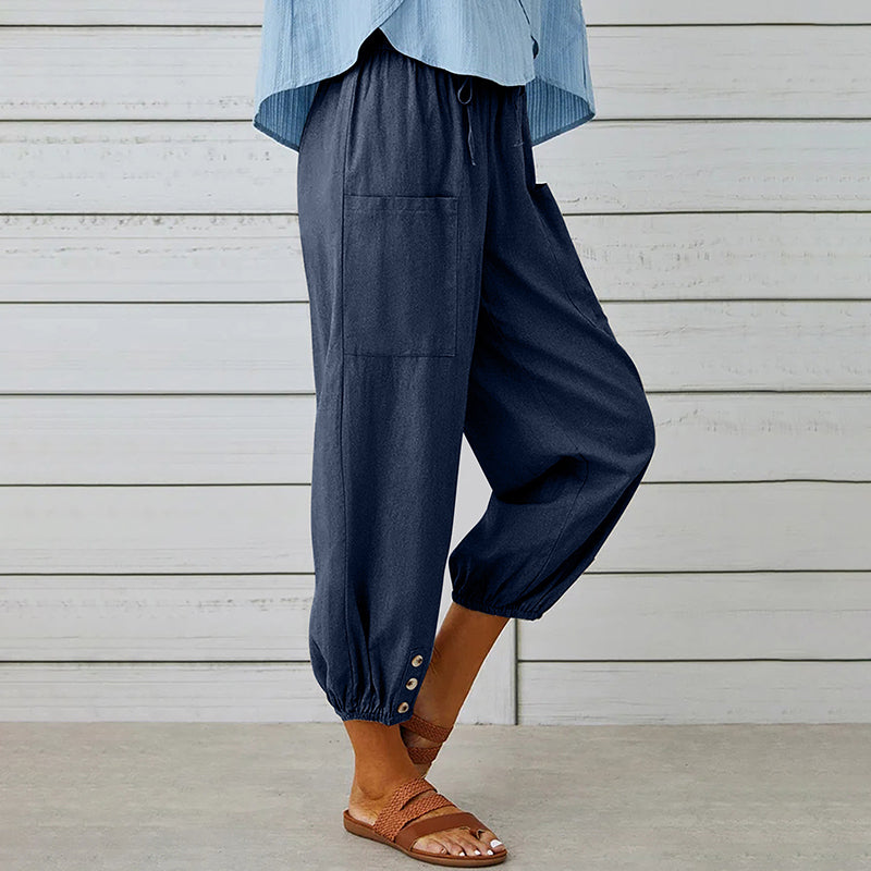 Pantalon Femme Décontracté 7/8 avec Poches et Cordon de Serrage 2