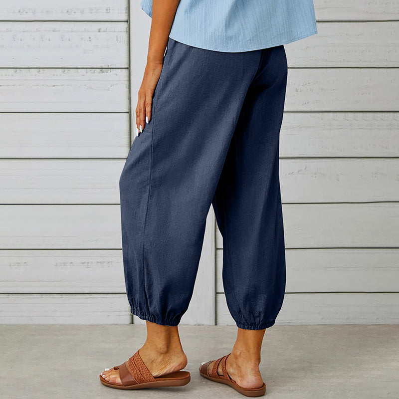 Pantalon Femme Décontracté 7/8 avec Poches et Cordon de Serrage 3
