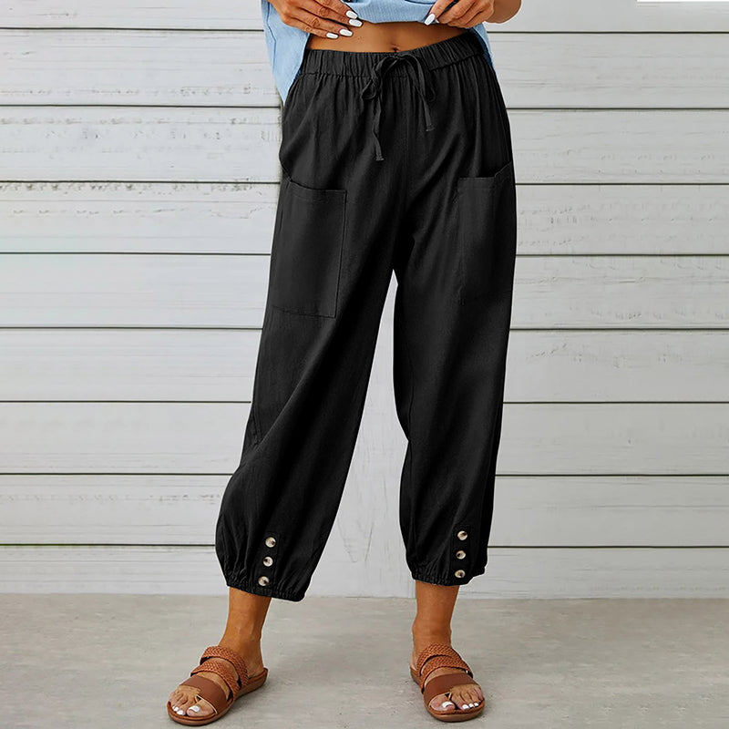 Pantalon Femme Décontracté 7/8 avec Poches et Cordon de Serrage 6