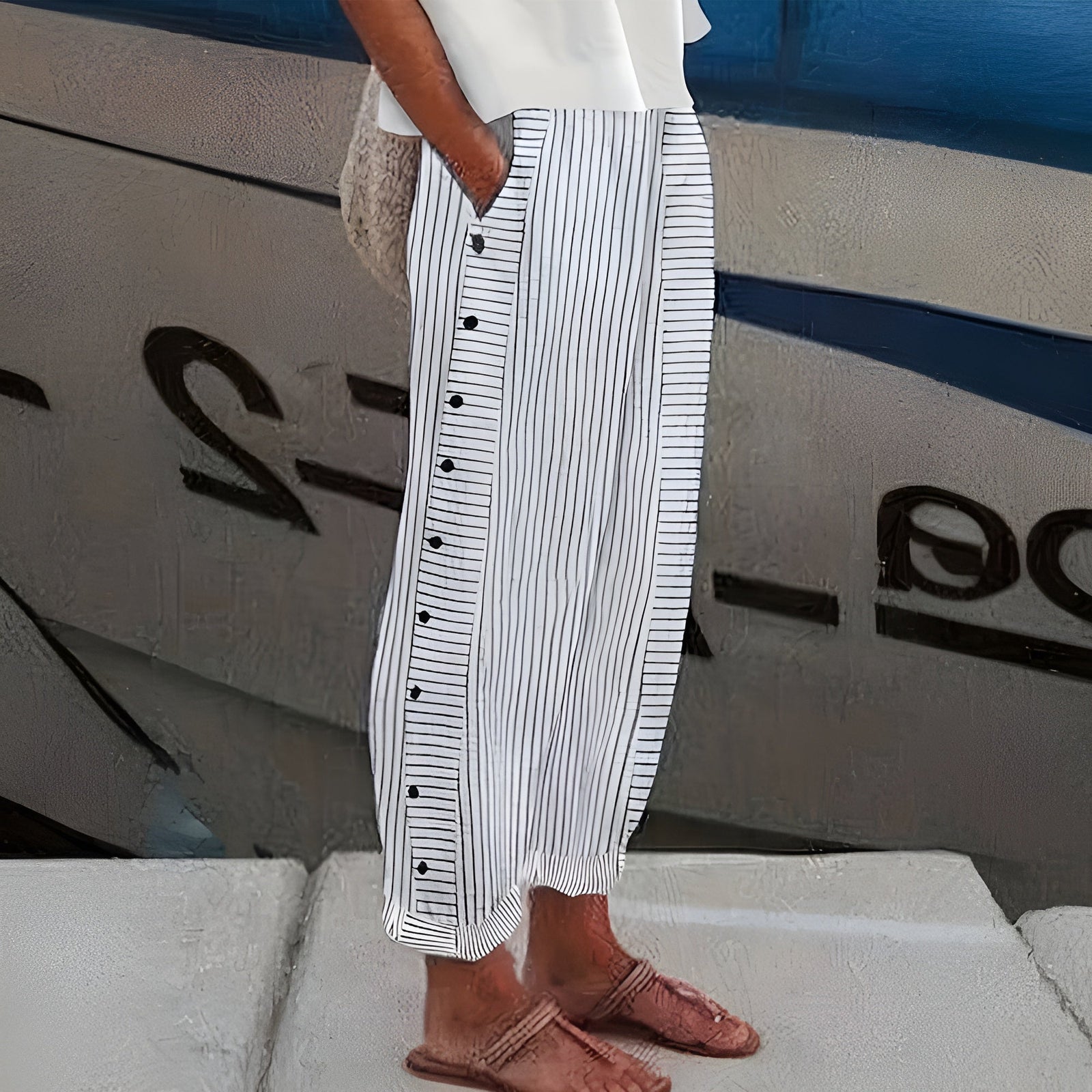 Pantalon Femme Décontracté avec Poches Latérales 2