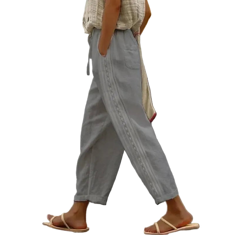 Pantalon Femme Droit Décontracté Avec Poches 0