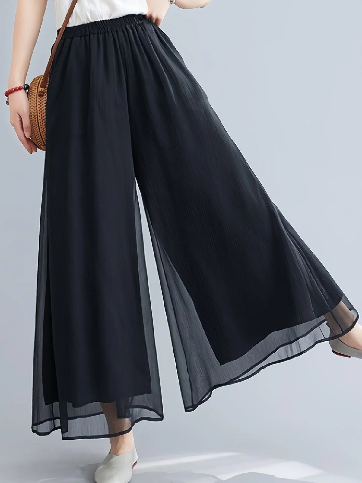 Pantalon Femme Évasé en Mousseline 2