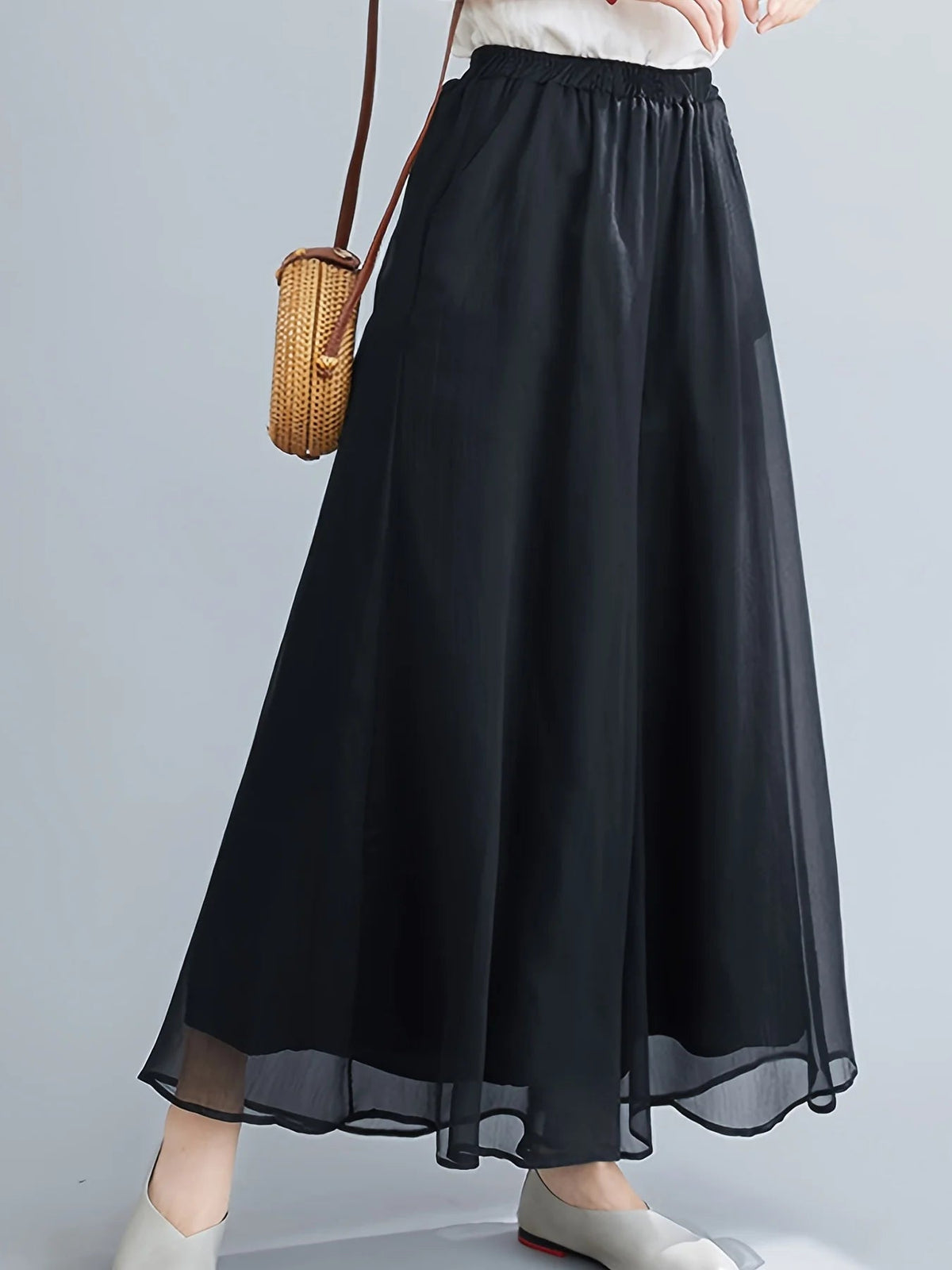 Pantalon Femme Évasé en Mousseline 5