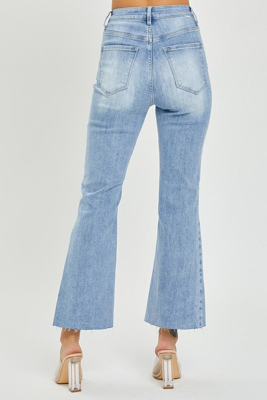 Pantalon Femme Flare Taille Haute Denim Clair 4