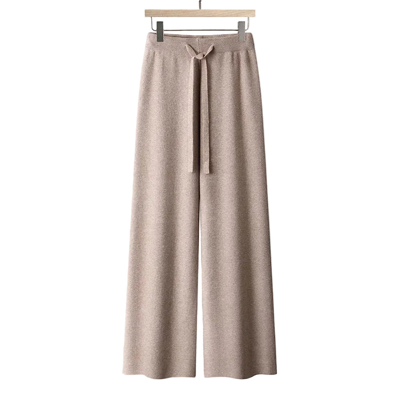 Pantalon Femme Fluide à Jambes Larges Ajustable 0