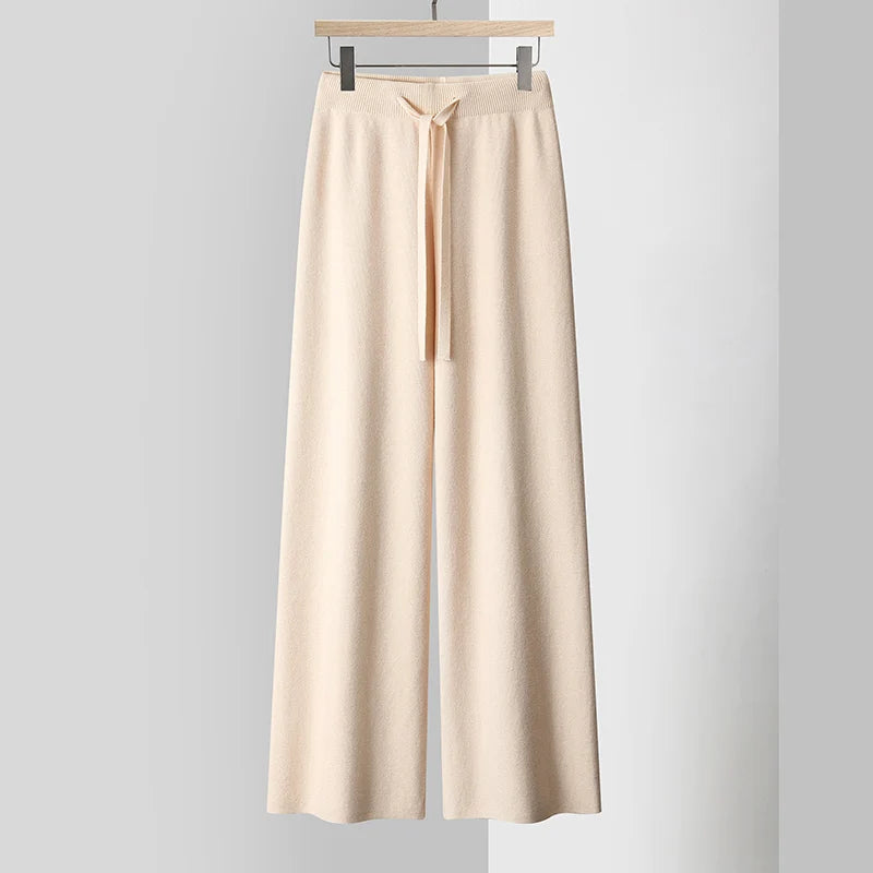 Pantalon Femme Fluide à Jambes Larges Ajustable 1