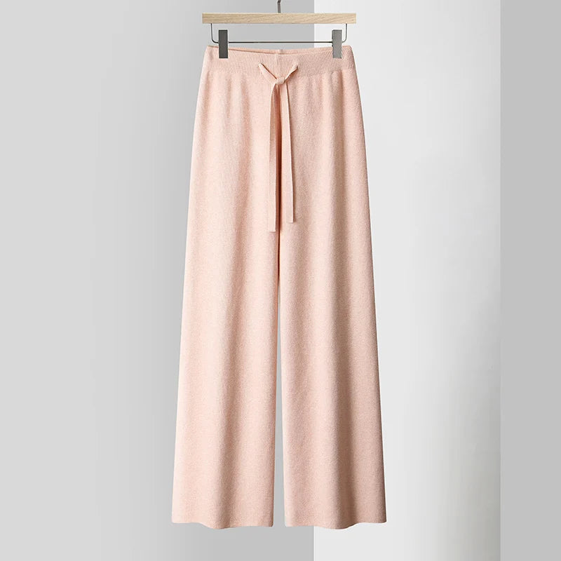 Pantalon Femme Fluide à Jambes Larges Ajustable 2