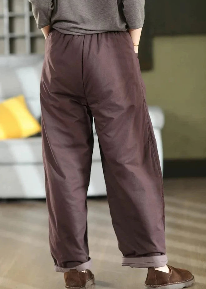 Pantalon Femme Hiver Taille Élastique Patchwork 3