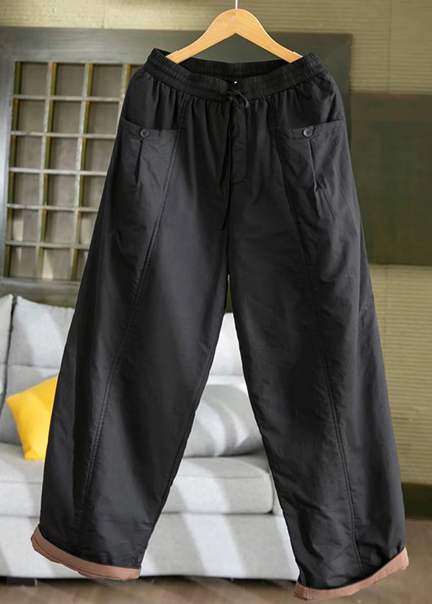 Pantalon Femme Hiver Taille Élastique Patchwork 4
