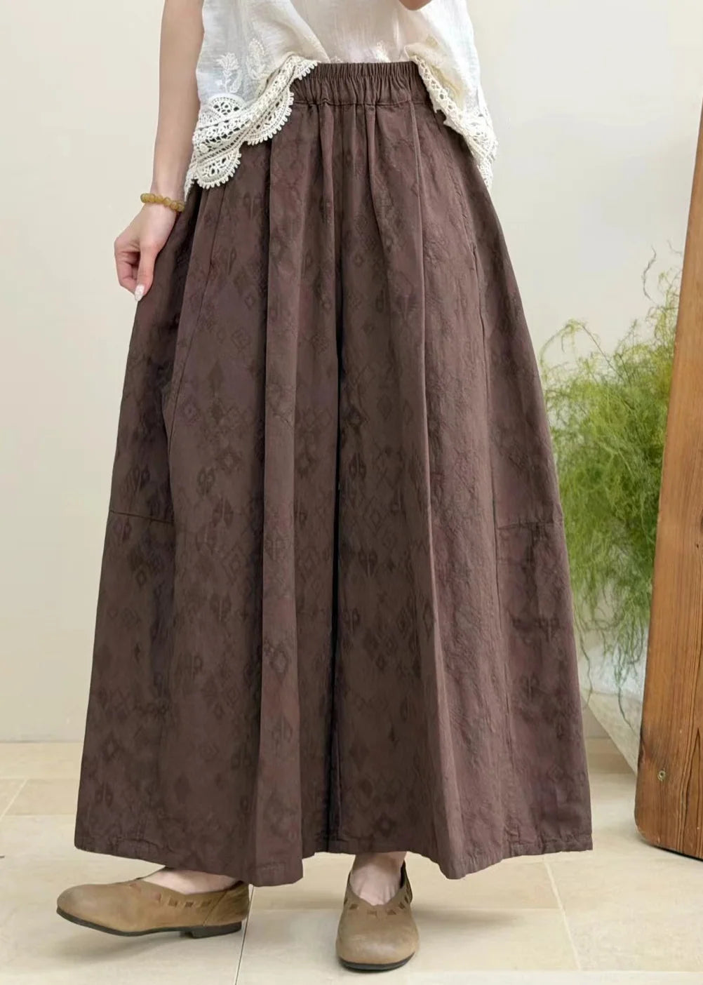 Pantalon Femme Large Patchwork Taille Élastique Automne 1