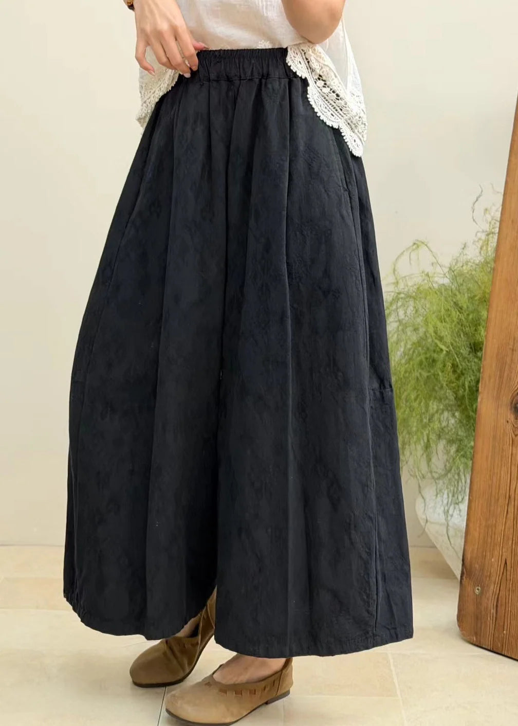 Pantalon Femme Large Patchwork Taille Élastique Automne 2