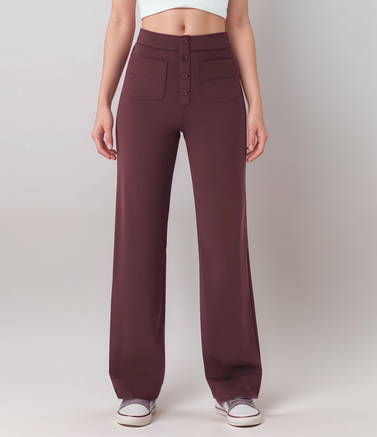 Pantalon Femme Large Taille Haute Tissu Élastique 11