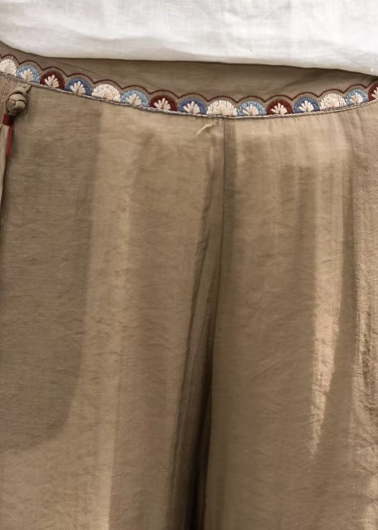 Pantalon Femme Large Vintage avec Détails Brodés et Glands 4