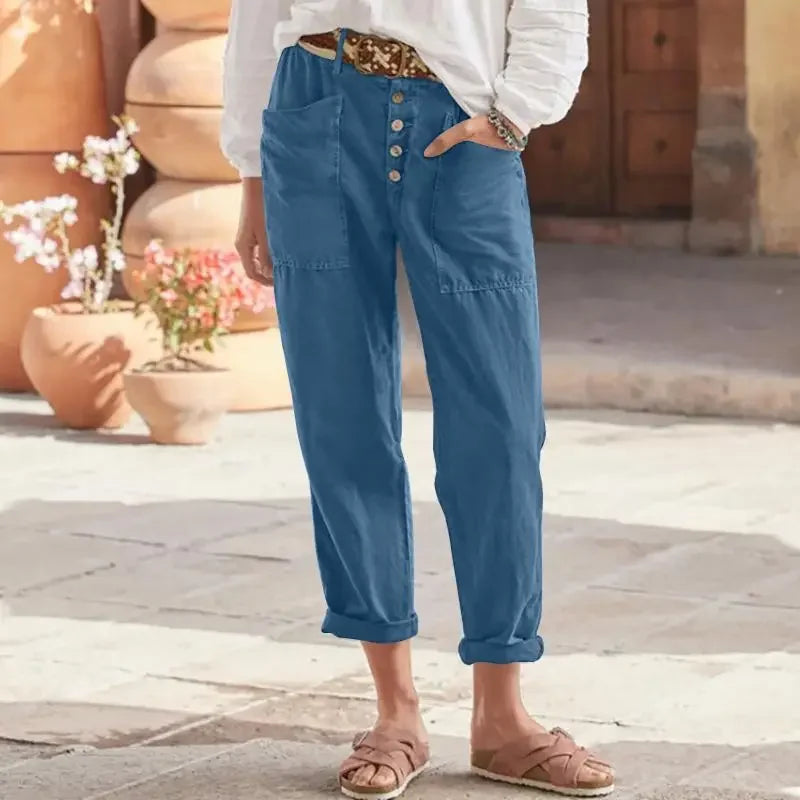 Pantalon Femme Long Oversize Fluide en Lin et Coton 2