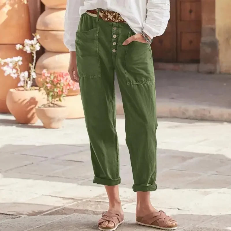 Pantalon Femme Long Oversize Fluide en Lin et Coton 3