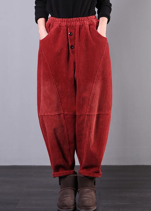 Pantalon Femme Oversize en Velours Côtelé Décontracté 1