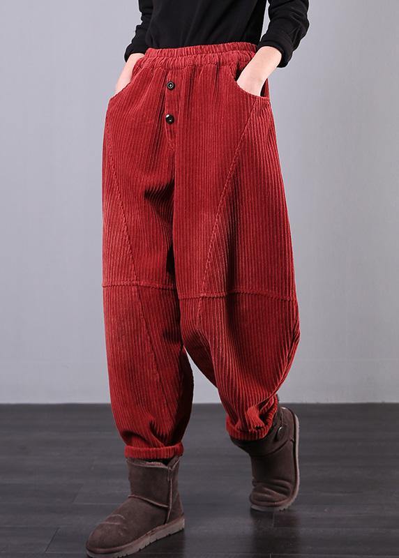 Pantalon Femme Oversize en Velours Côtelé Décontracté 2