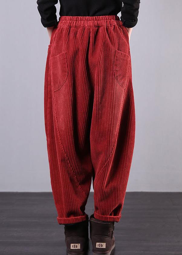 Pantalon Femme Oversize en Velours Côtelé Décontracté 3