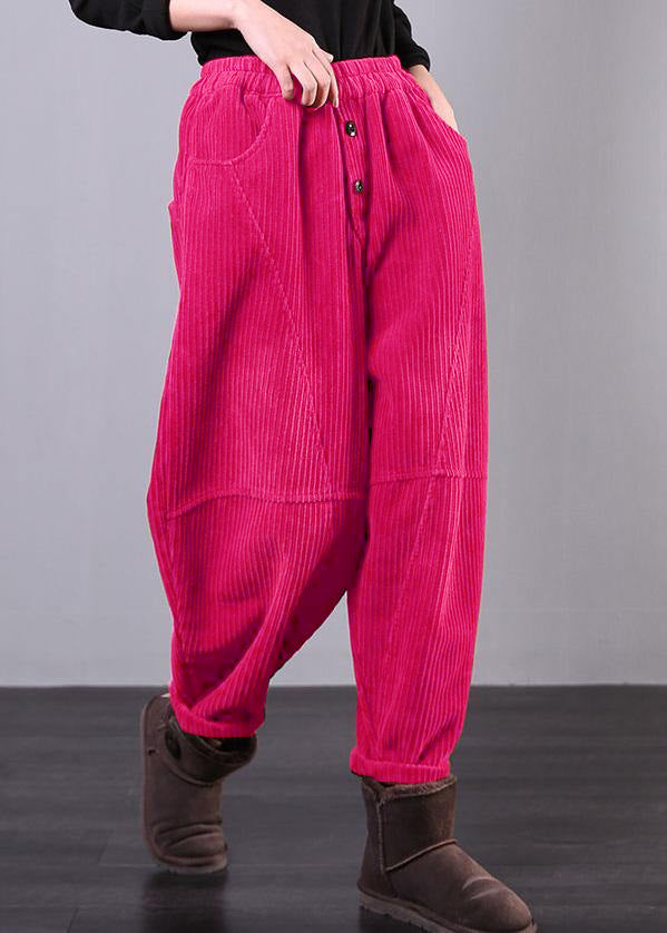 Pantalon Femme Oversize en Velours Côtelé Décontracté 5