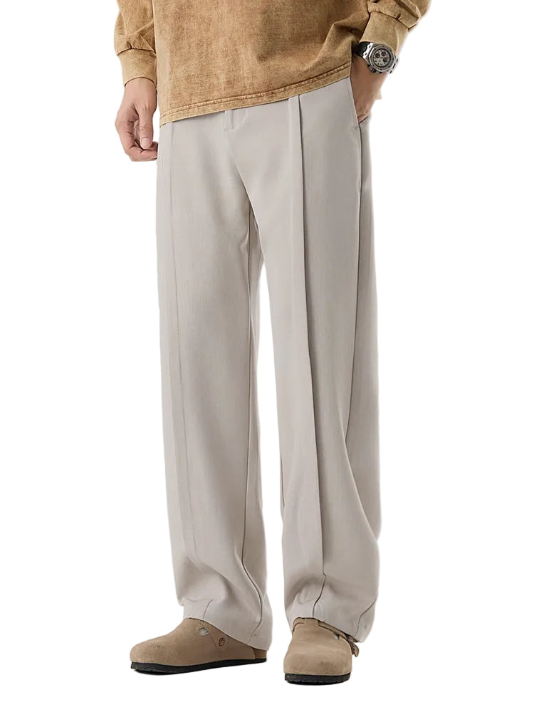 Pantalon Femme Plissé Coupe Droite Chic 0