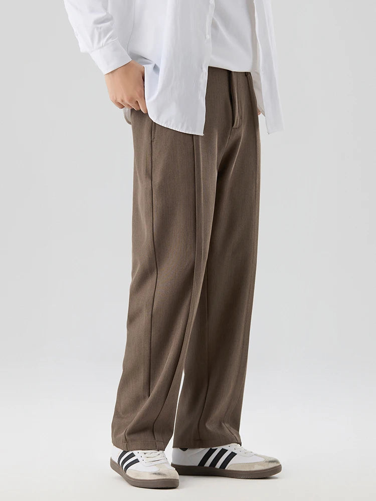 Pantalon Femme Plissé Coupe Droite Chic 3