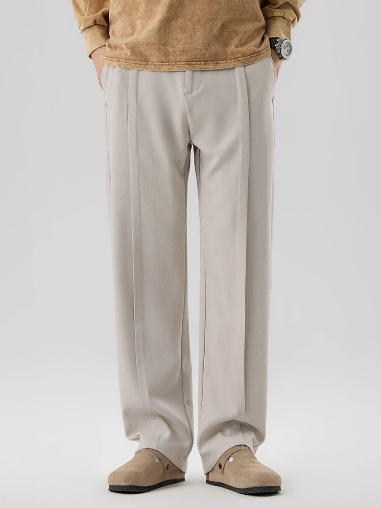 Pantalon Femme Plissé Coupe Droite Chic 5