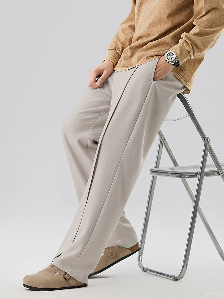 Pantalon Femme Plissé Coupe Droite Chic 6