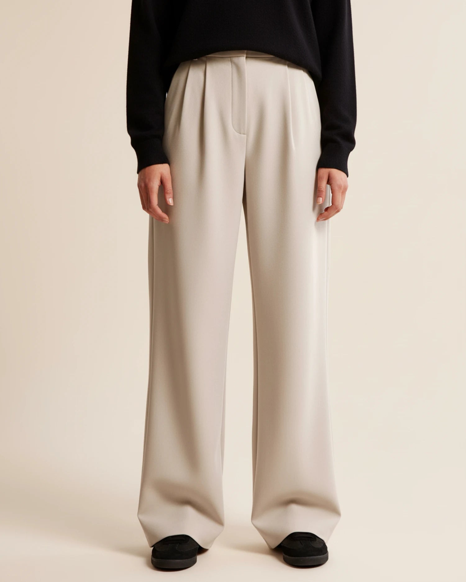 Pantalon Femme Plissé Taille Haute Ajusté Chic 1