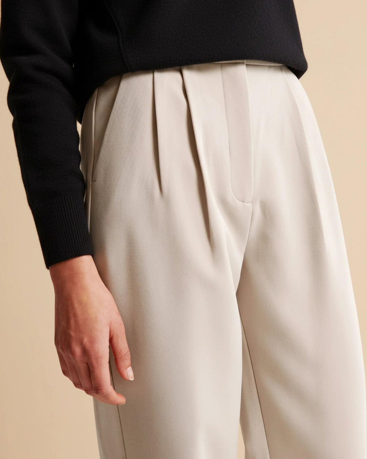 Pantalon Femme Plissé Taille Haute Ajusté Chic 2
