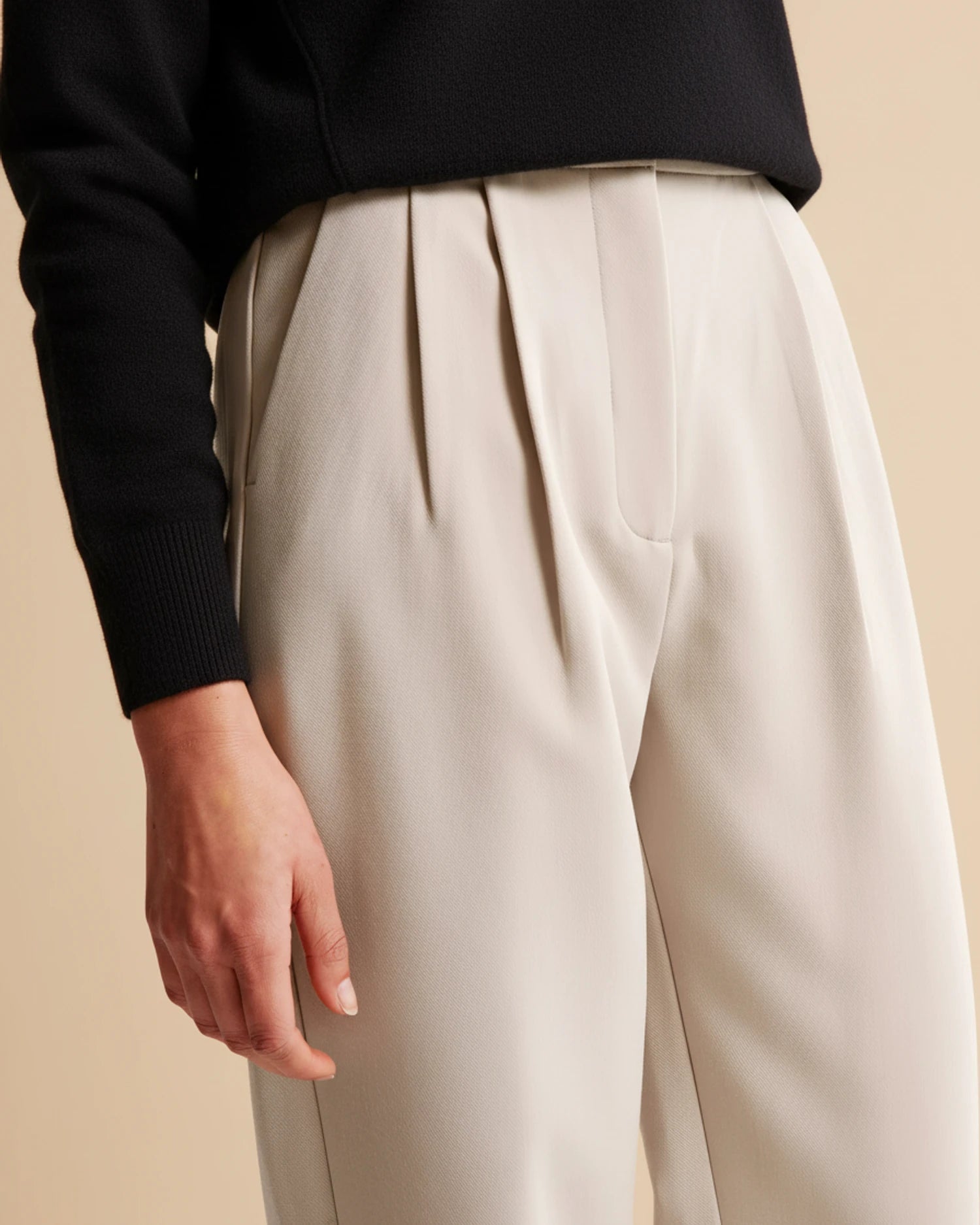 Pantalon Femme Plissé Taille Haute Ajusté Chic 2