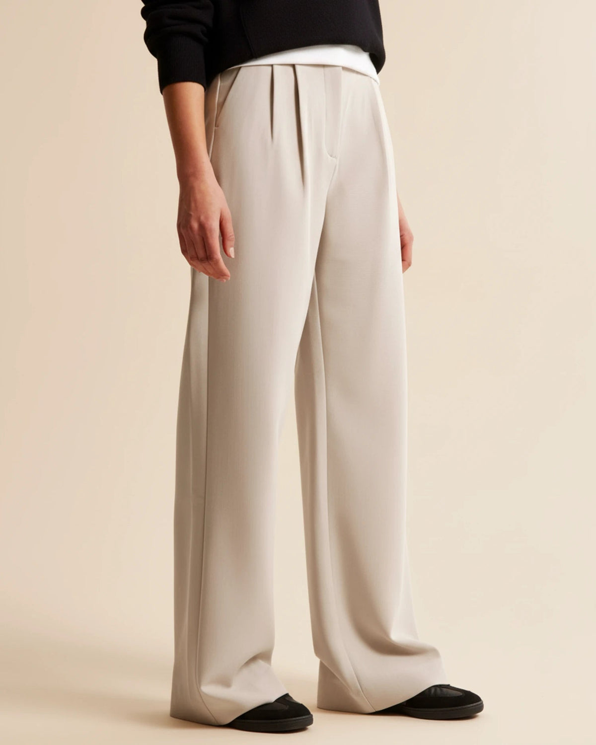 Pantalon Femme Plissé Taille Haute Ajusté Chic 3