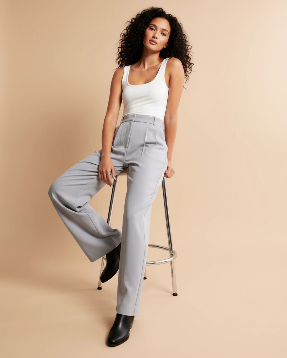 Pantalon Femme Plissé Taille Haute Ajusté Chic 9