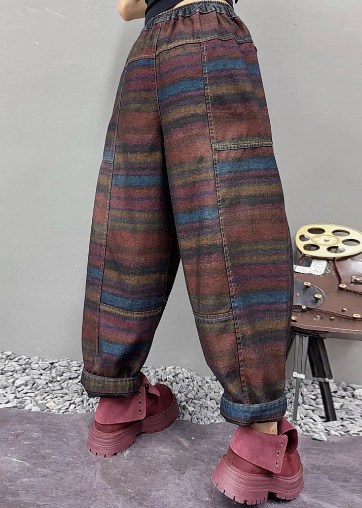 Pantalon Femme Rayé Confort Automnal 3