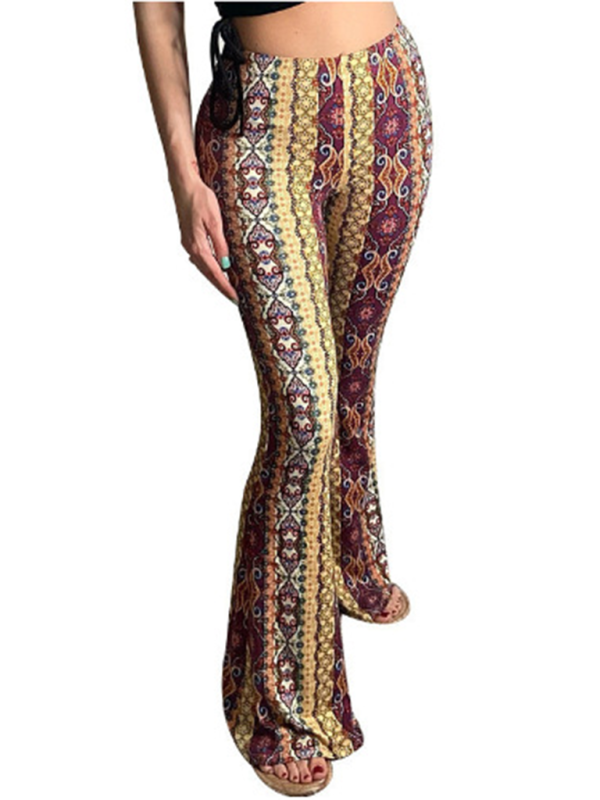 Pantalon Femme Skinny Imprimé Boho en Tricot Élastique 11