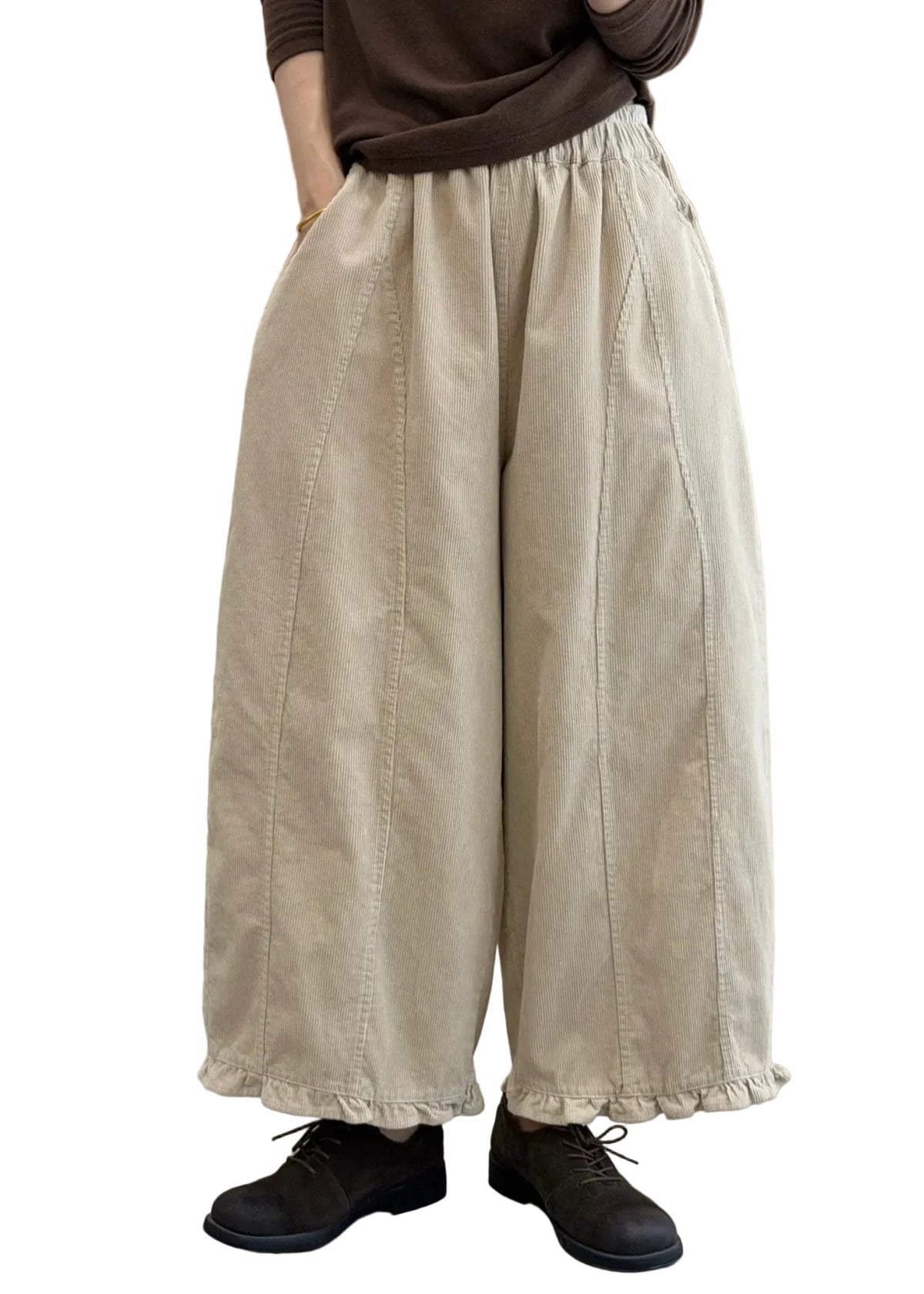 Pantalon Femme Style Patchwork Automnal à Taille Élastique 0