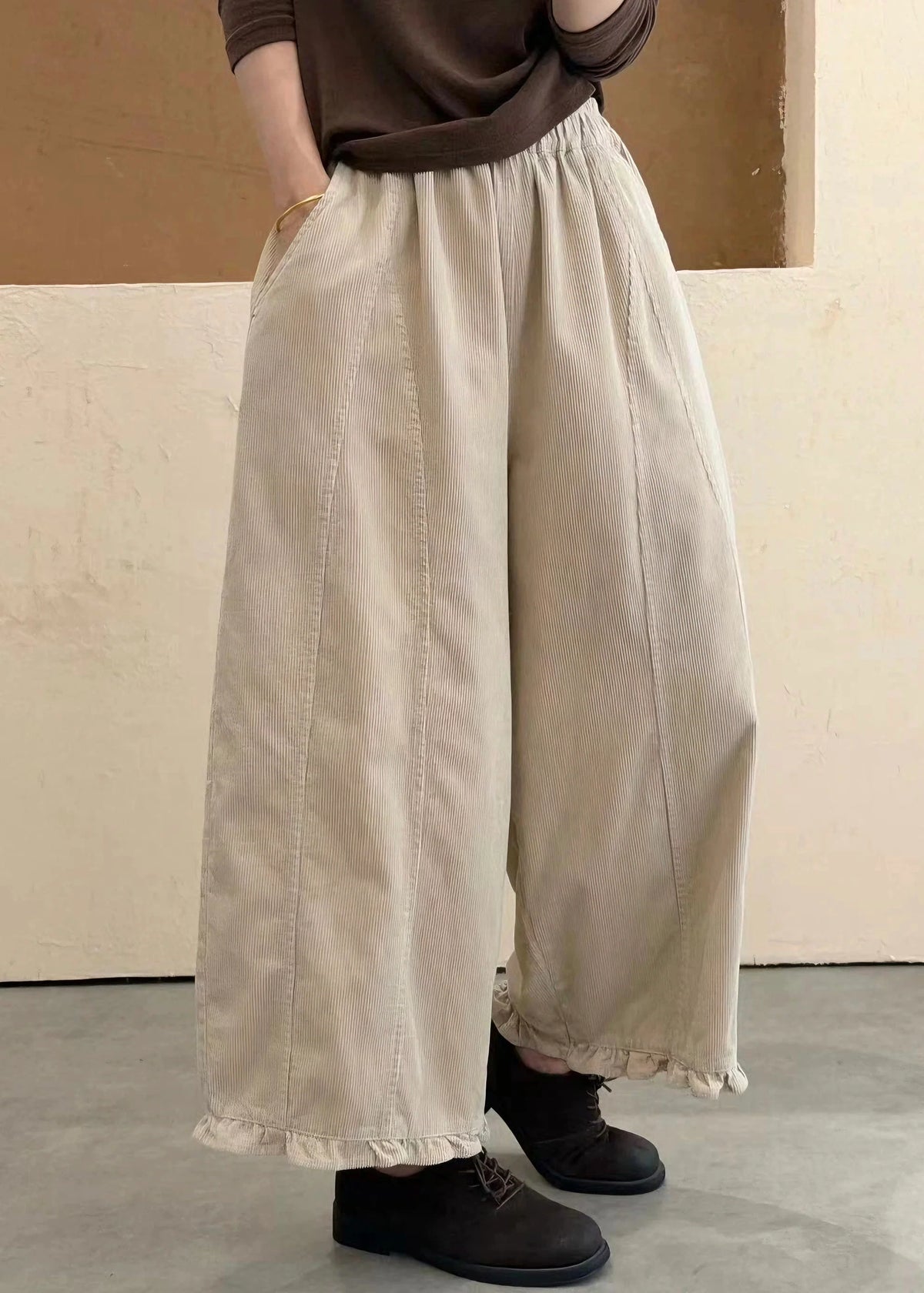Pantalon Femme Style Patchwork Automnal à Taille Élastique 3