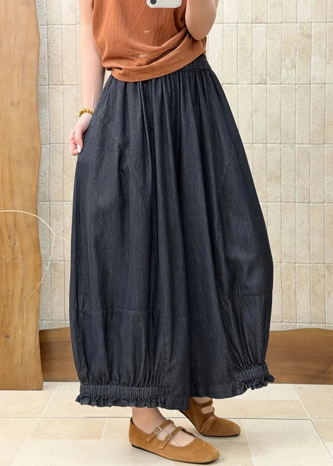 Pantalon Femme Style Patchwork à Taille Élastique 1