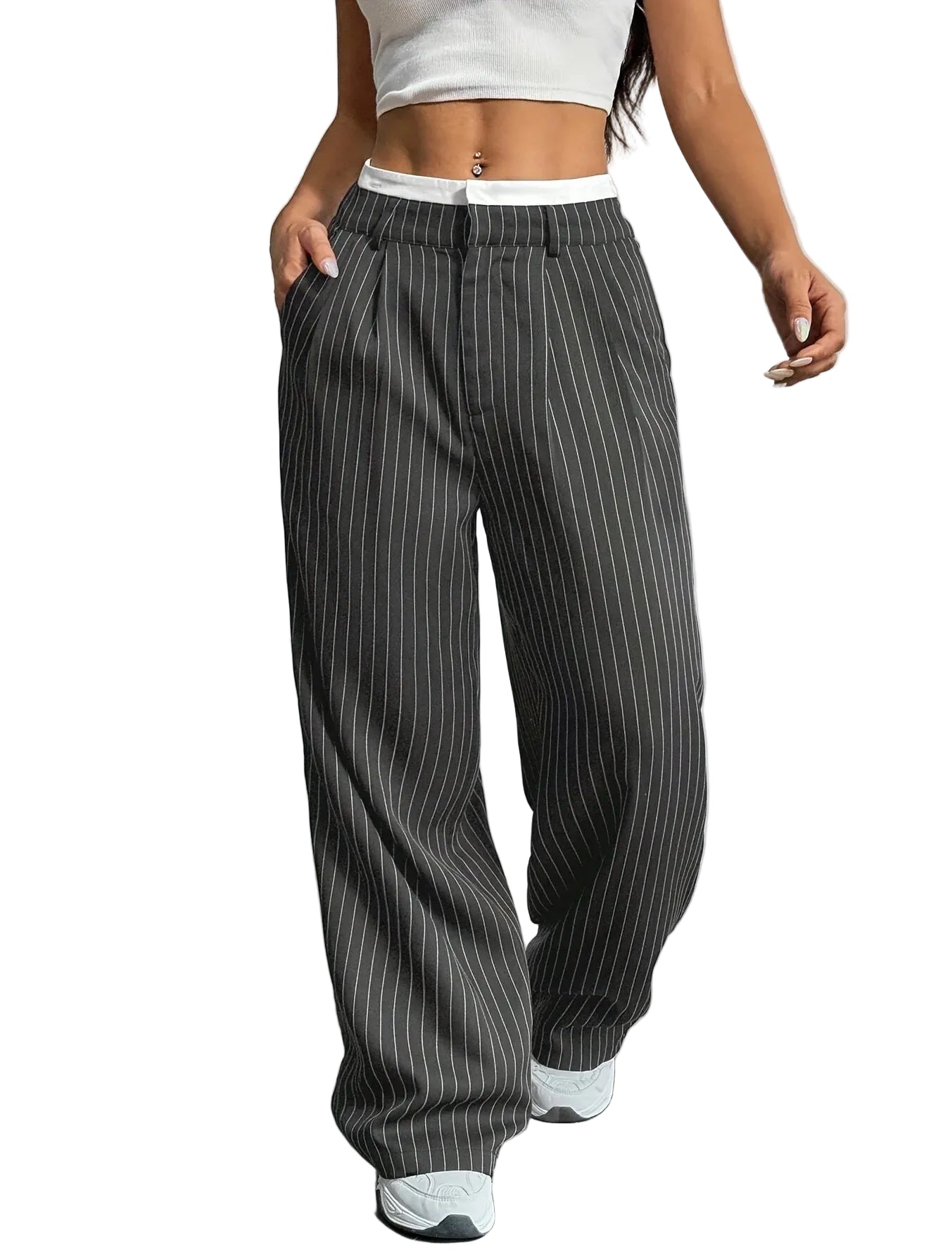 Pantalon Femme Taille Haute Drapé 0