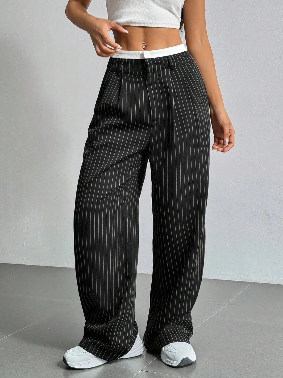 Pantalon Femme Taille Haute Drapé 1