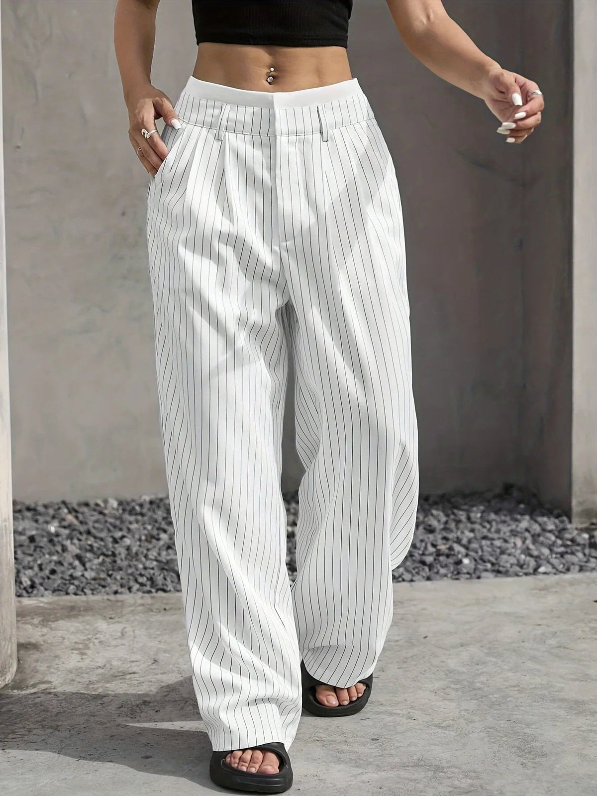 Pantalon Femme Taille Haute Drapé 2