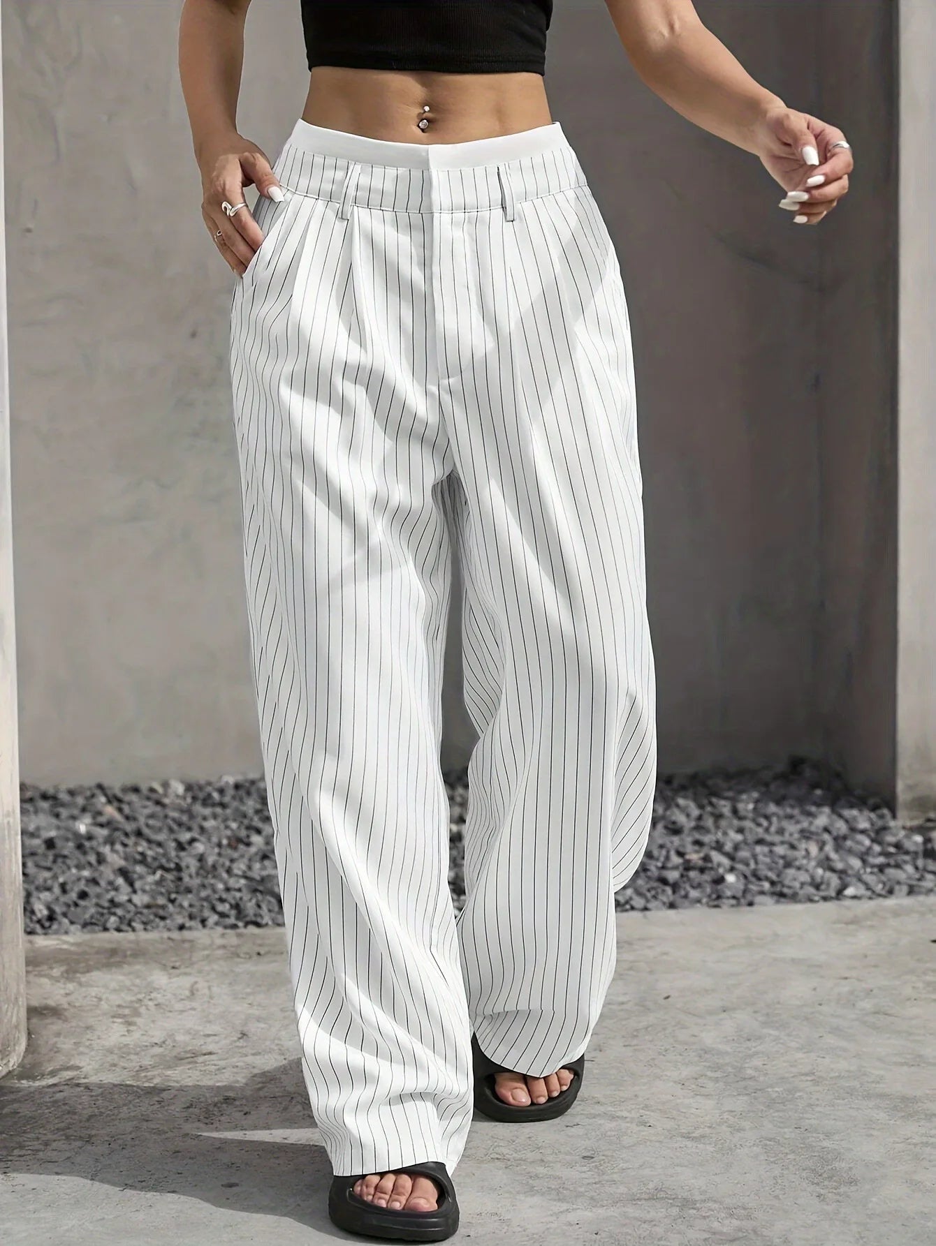 Pantalon Femme Taille Haute Drapé 2