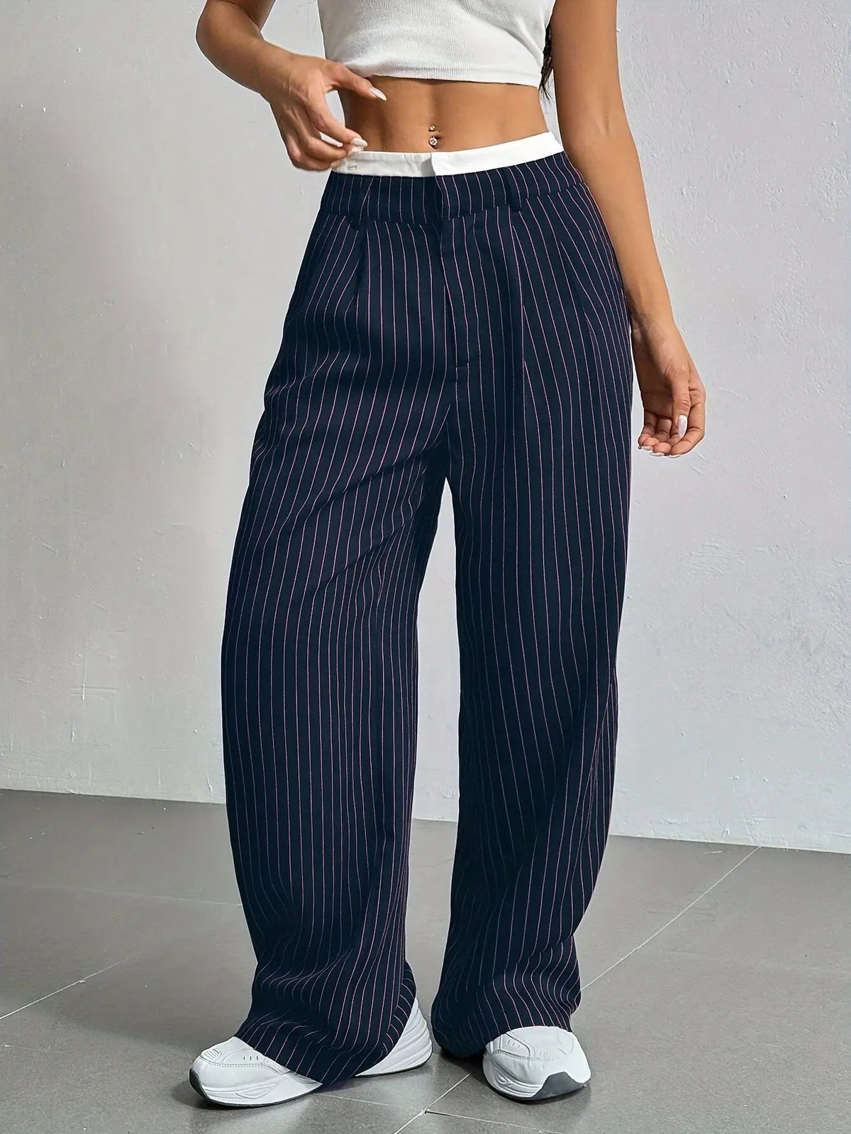 Pantalon Femme Taille Haute Drapé 3