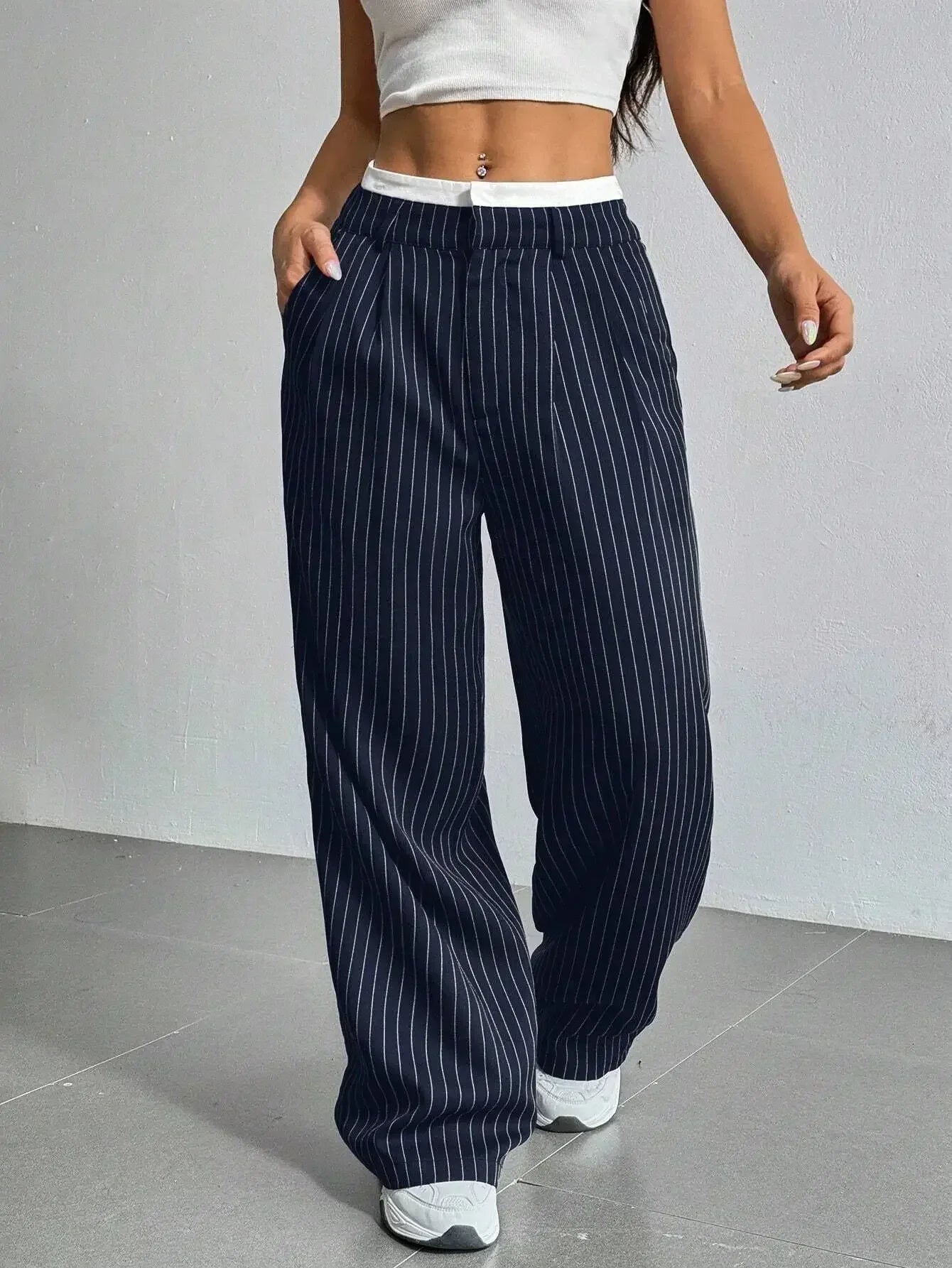 Pantalon Femme Taille Haute Drapé 4