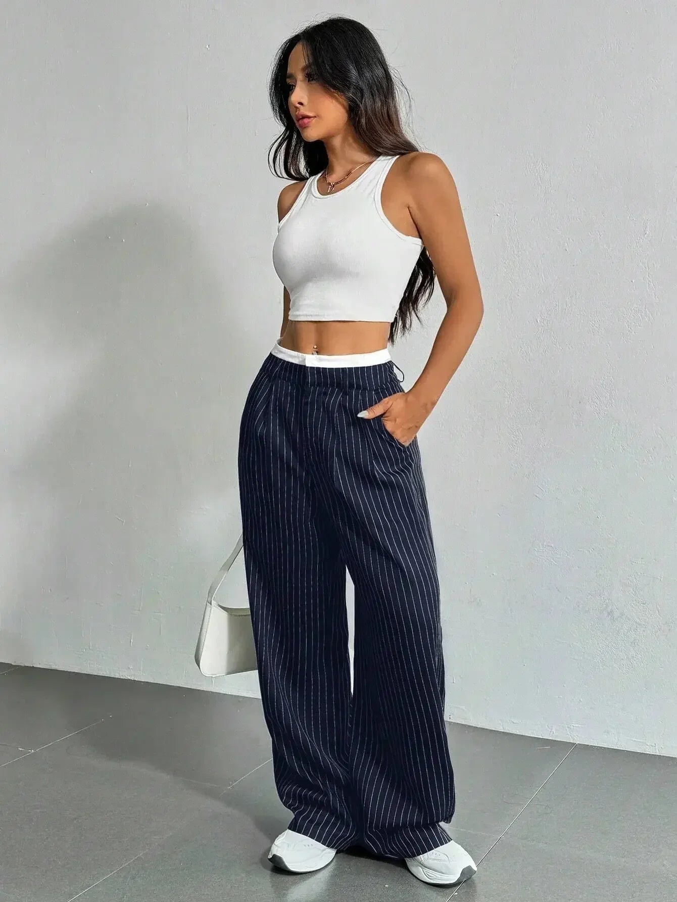 Pantalon Femme Taille Haute Drapé 5