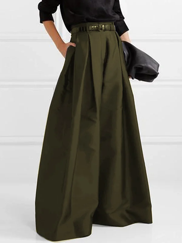 Pantalon Femme Taille Haute Plissé Jambes Larges 0