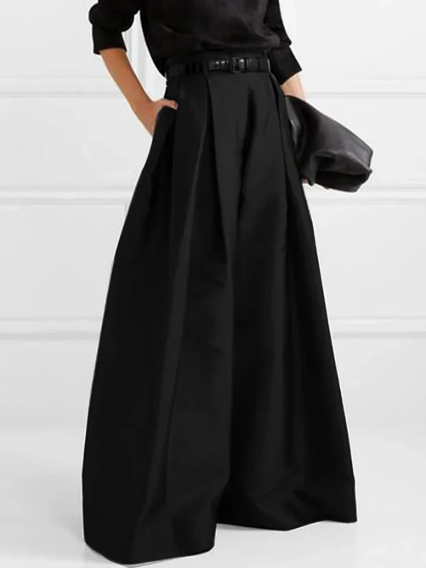 Pantalon Femme Taille Haute Plissé Jambes Larges 3