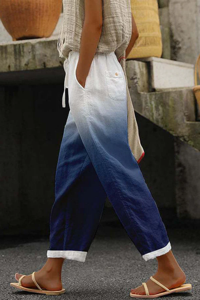 Pantalon Femme à Poches Boutonnées Imprimé Unique 3