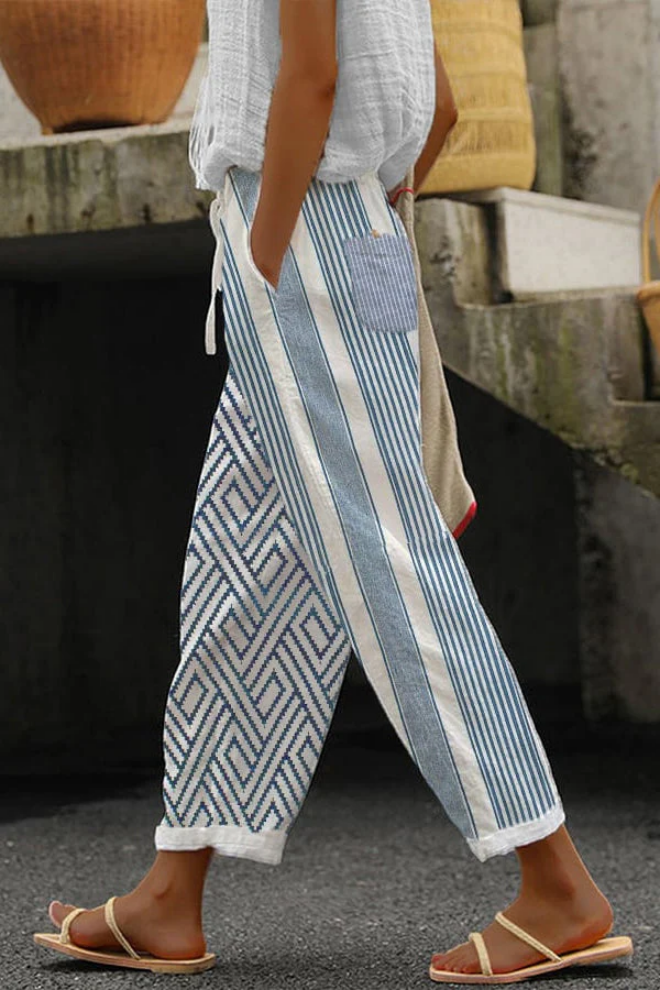 Pantalon Femme à Poches Boutonnées Imprimé Unique 4