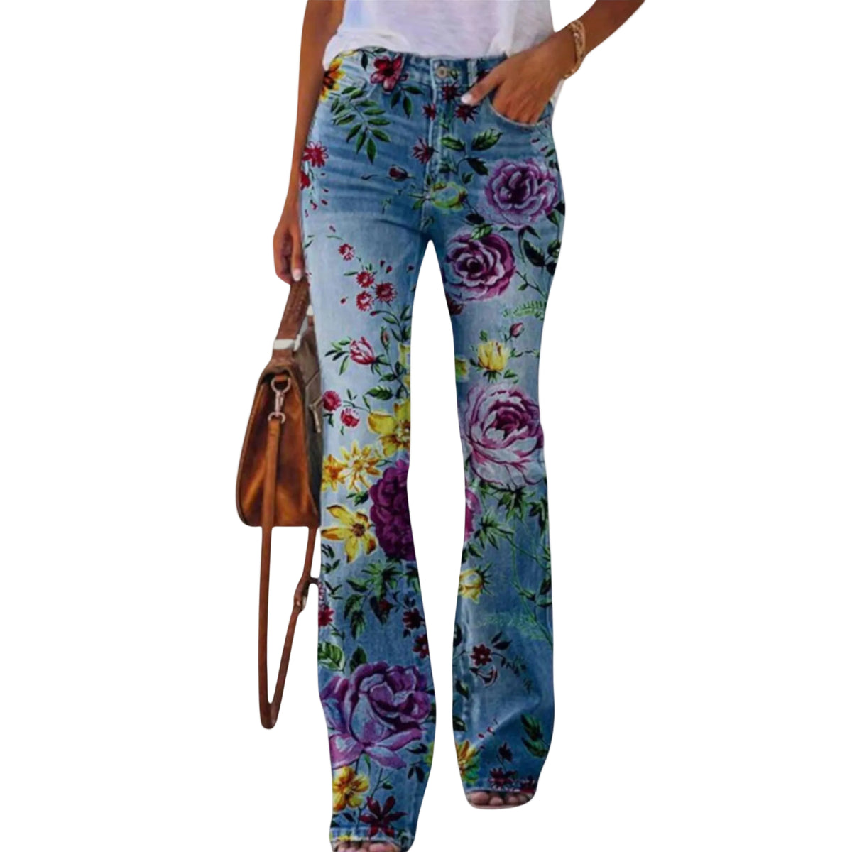 Pantalon Fluide Femme Large Floral Chic 0