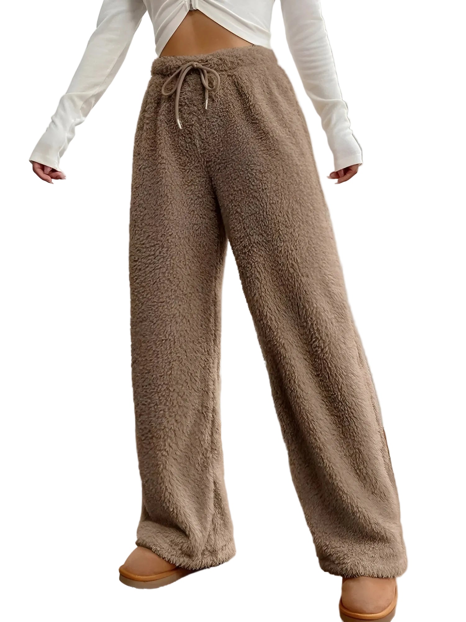 Pantalon Fluide Femme Taille Haute Ample Casual 0